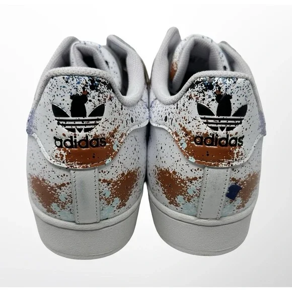 adidas gazelle silver green womens Custom Paint Rainbow Splattered Adidas Yeezy's  B Street Shoes